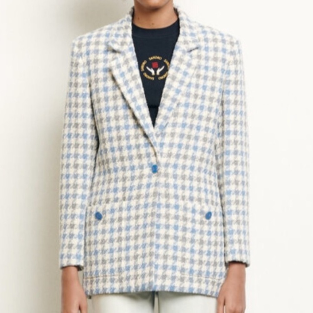 Sandro Paris Caliana Plaid Houndstooth Blazer